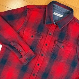 OUTER KNOWN Mens The Blanket Shirt Red Navy Plaid Button Up Cotton M L